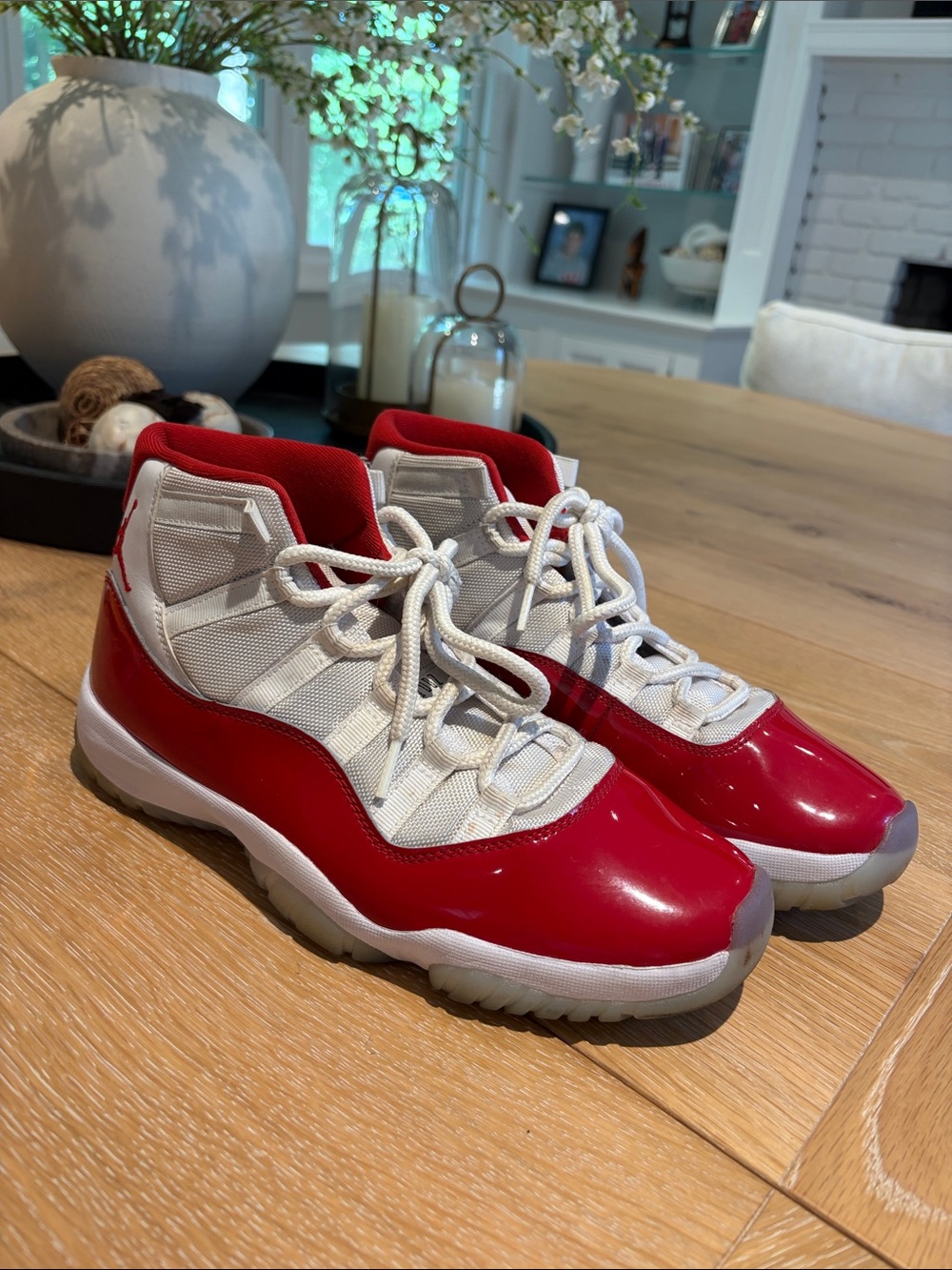 Jordan Retro High-Top Sneakers in Red and White “Cherry 11s”